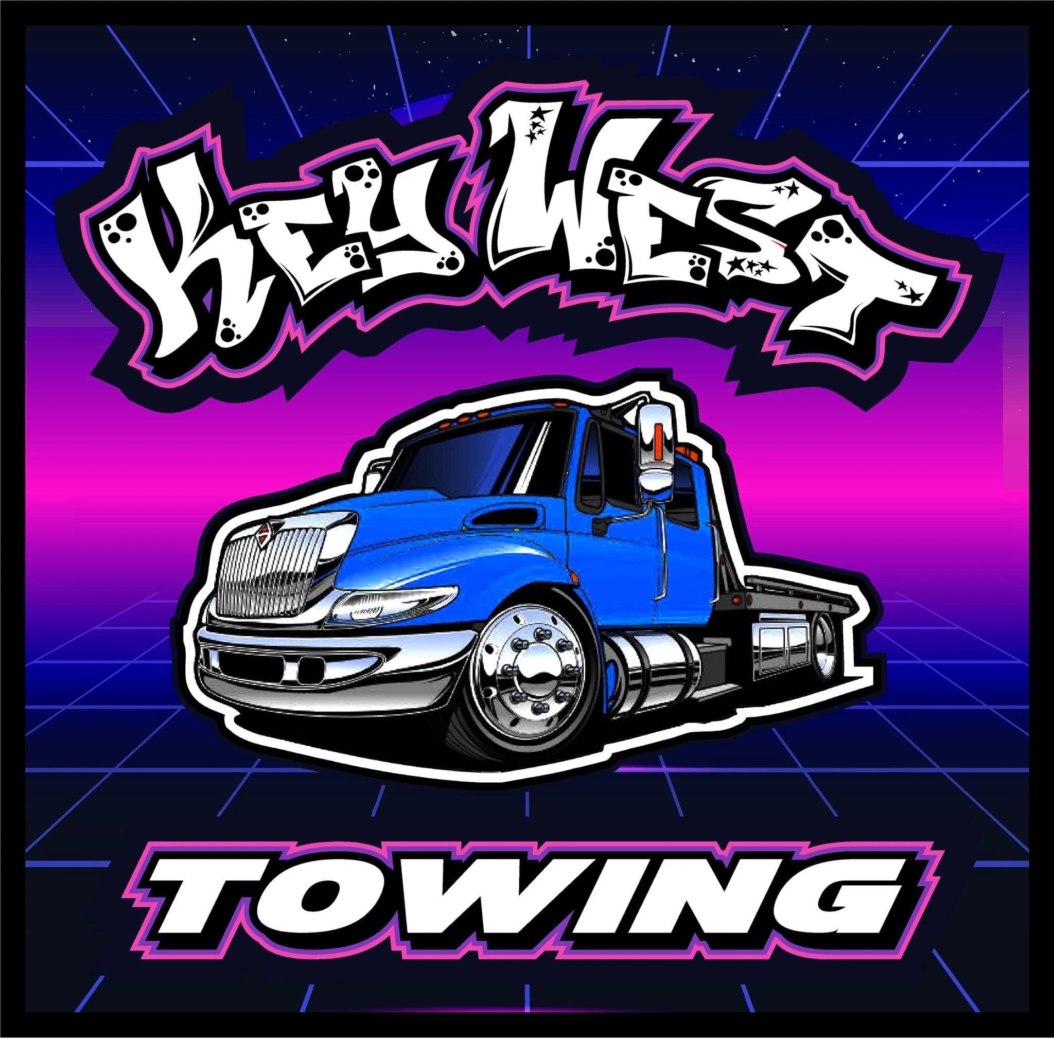 Neon cyberpunk tow truck graphic